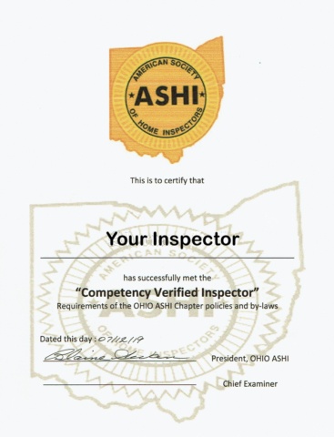 Competencty Verified Inspector Certificate